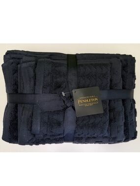 Pendleton 6 Piece Towel Set High Dessert Sculpted Navy Blue